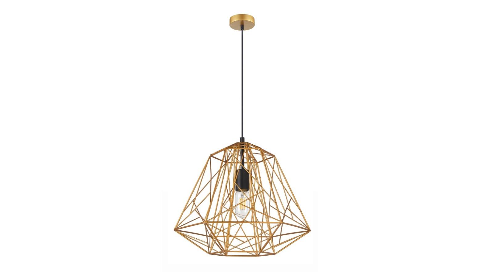 Marte Geometric Design Antique Brass Iron Cage with Black Highlight Pendant Light