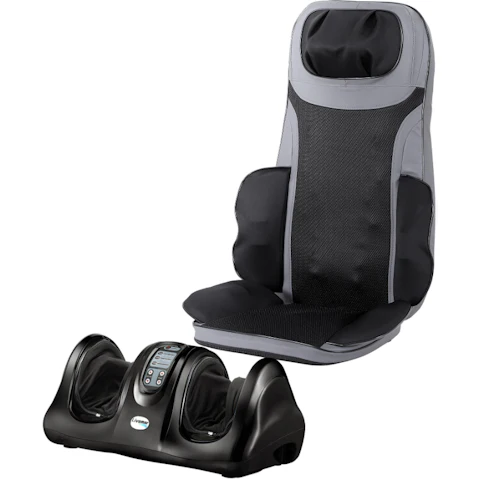 Livemor 8-Nodes Full Back Heating Massage Seat Cushion with Foot Massager