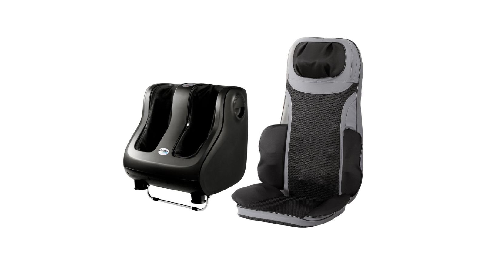 Livemor Full Back Heating Massage Seat Cushion with 360 Degree Foot Massager