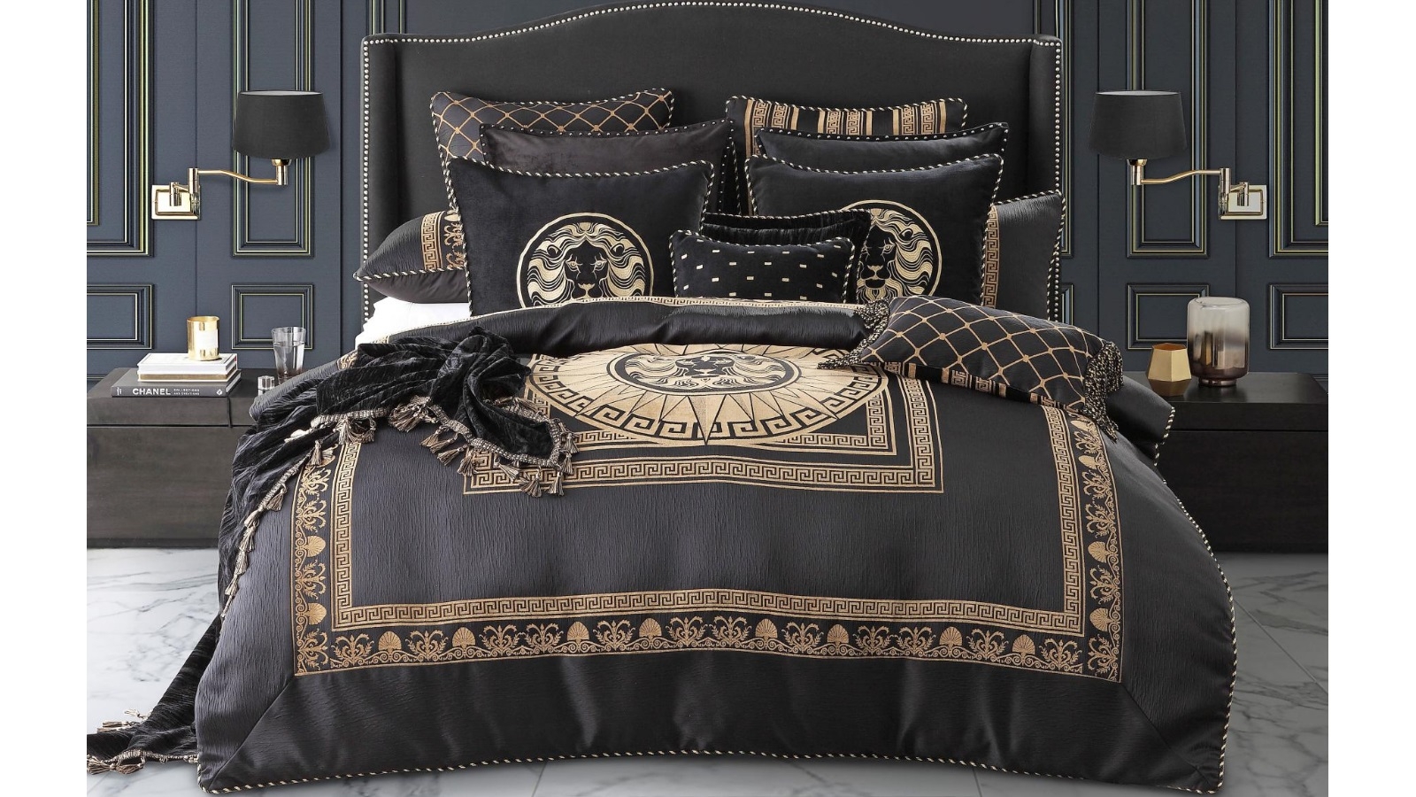 Massimo Black Quilt Cover Set - Queen