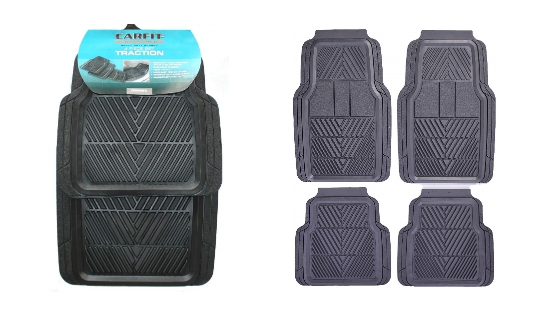 Carfit Traction Rubber Car Floor Mat 4 Piece Set