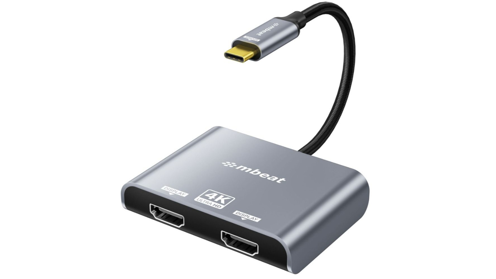 Mbeat Tough Link USB-C to Dual 4K/60Hz HDMI MST Adapter - Space Grey