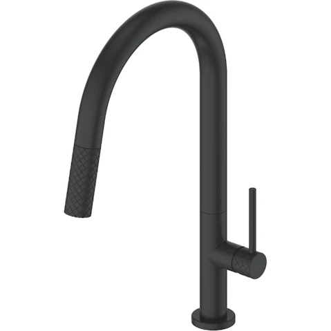 Greens Trance Pull Down Sink Mixer with Diamante Spray - Matte Black
