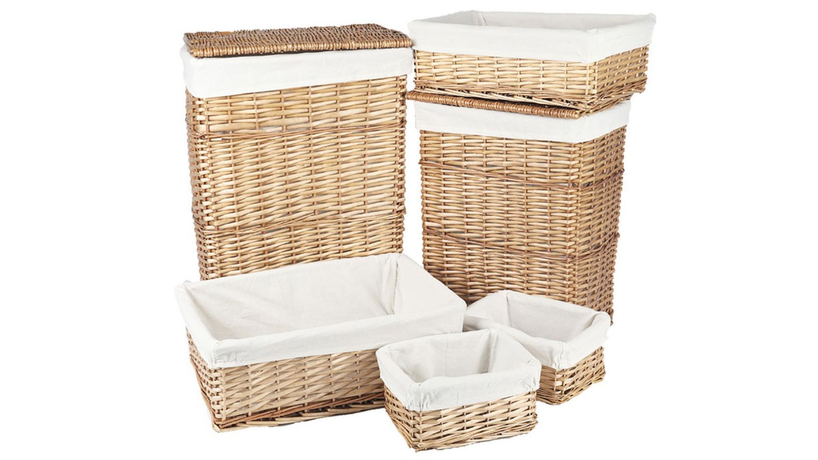 Living Today 6 Piece Wicker Storage Baskets Set with Liner
