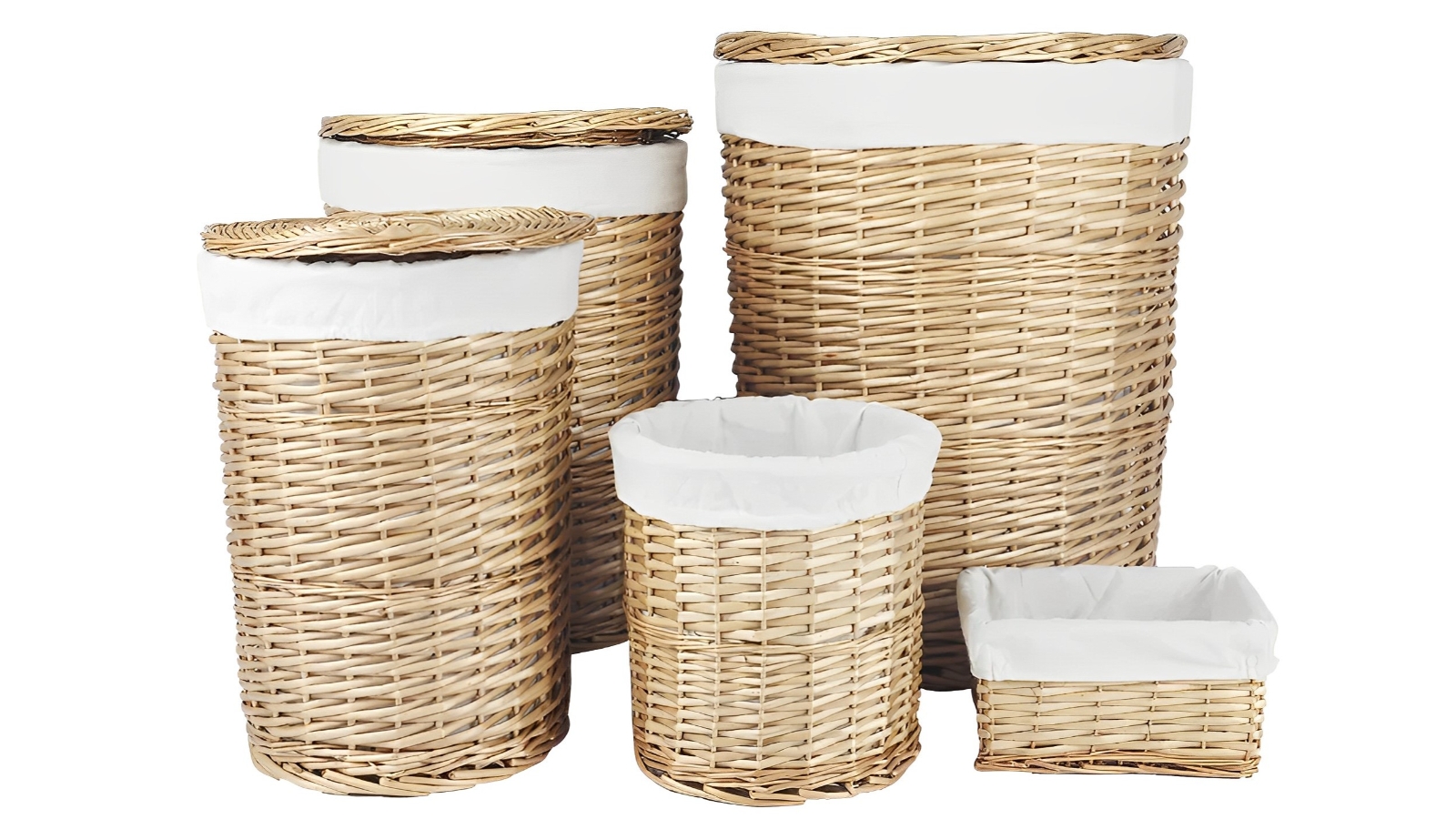 Living Today 5 Piece Wicker Storage Baskets Set with Liner