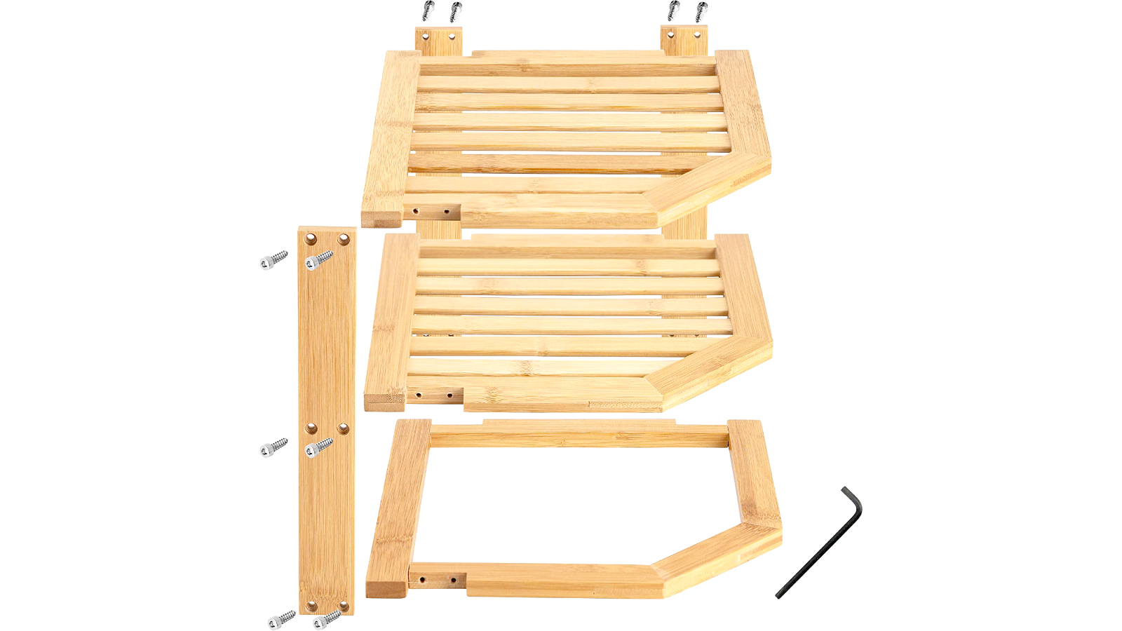 Living Today Pack of 2 3-Tier Bamboo Kitchen Corner Shelf Storage Cabinet