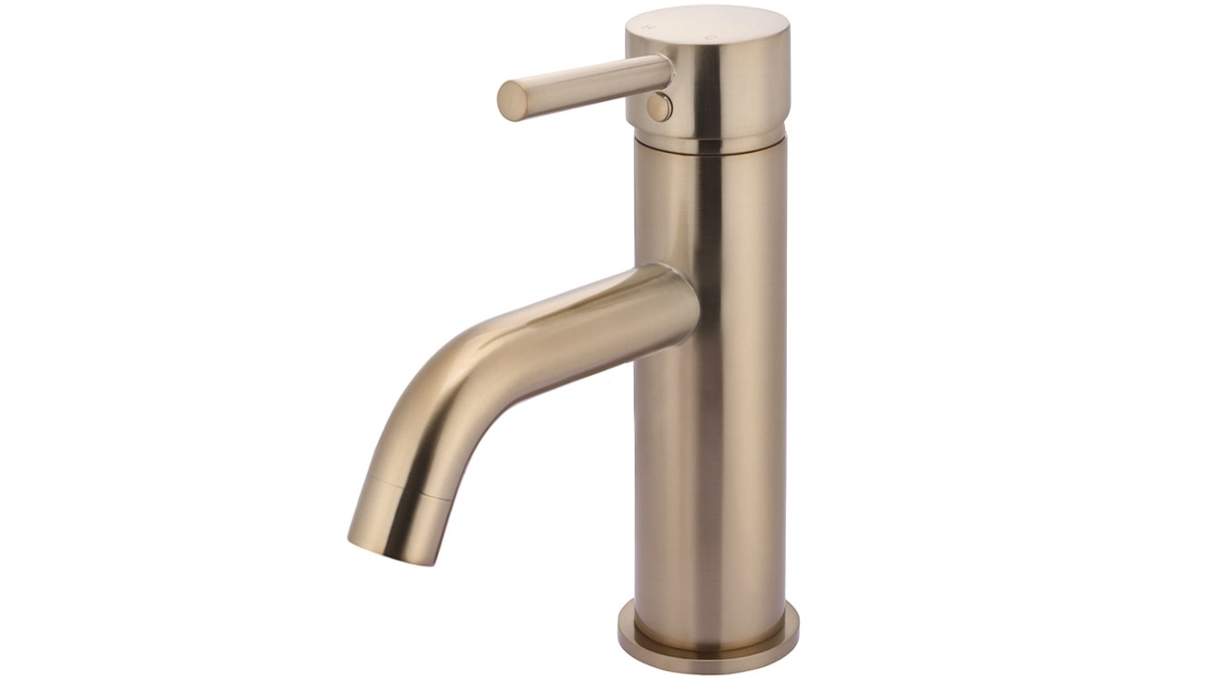 Meir Round Basin Mixer Curved - Champagne