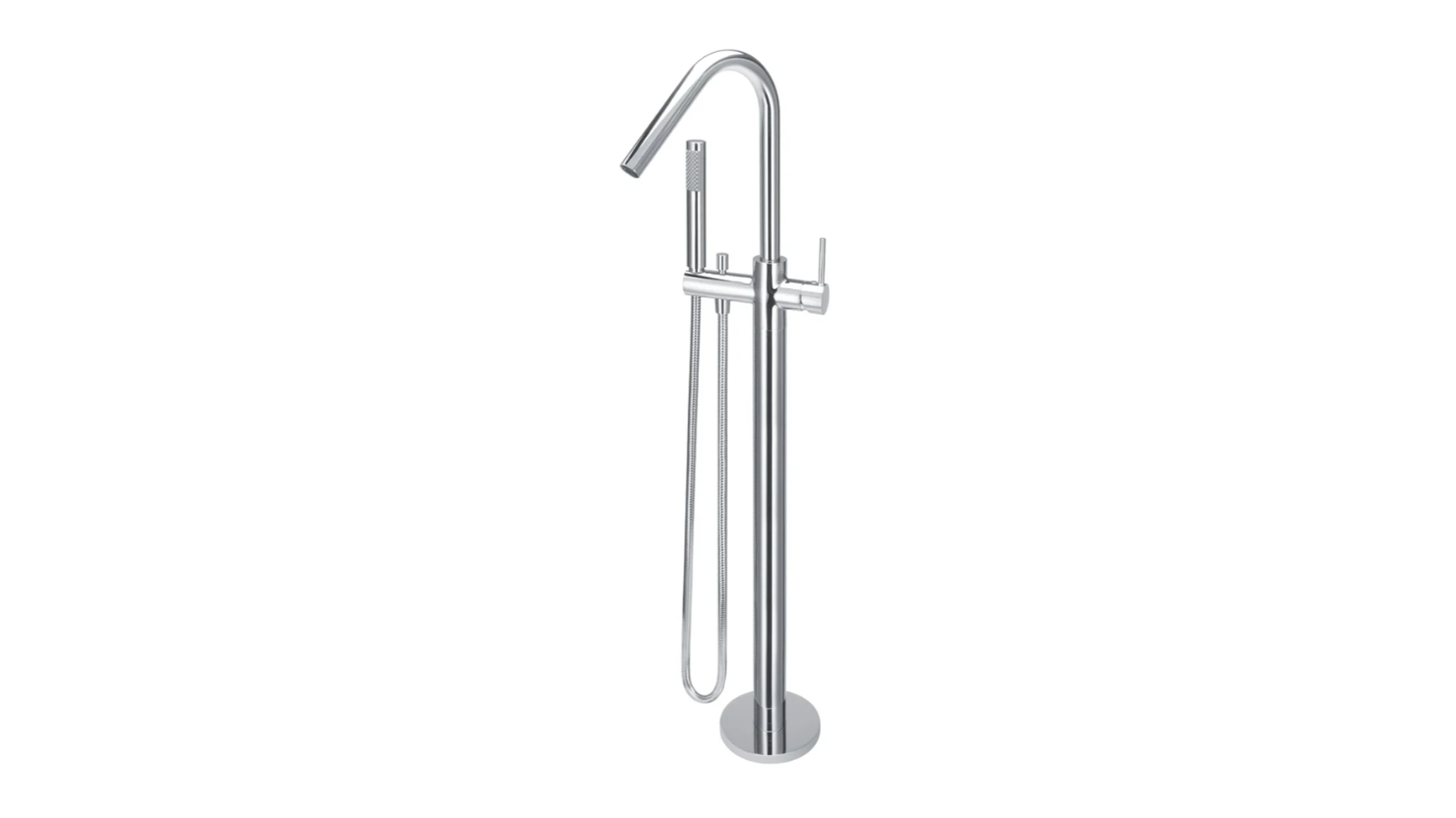 Meir Round Freestanding Bath Spout and Hand Shower - Chrome