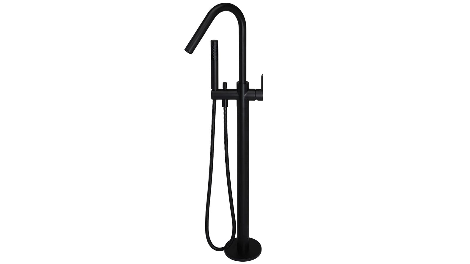 Meir Round Paddle Freestanding Bath Spout and Hand Shower - Matte Black