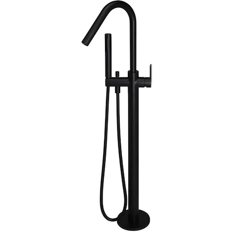 Meir Round Paddle Freestanding Bath Spout and Hand Shower - Matte Black