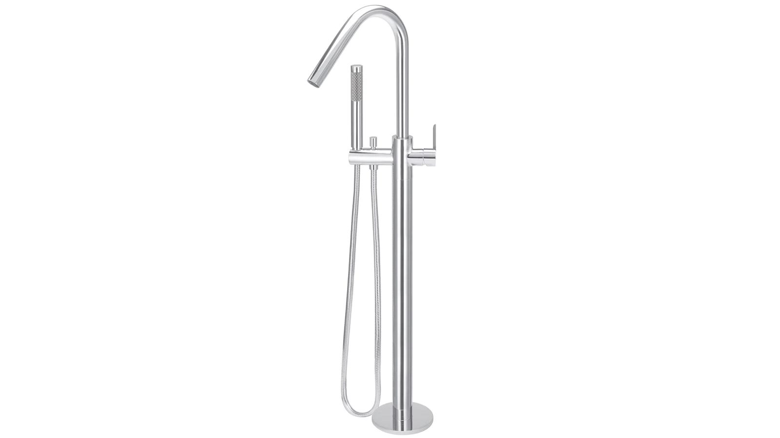 Meir Round Paddle Freestanding Bath Spout and Hand Shower - Chrome