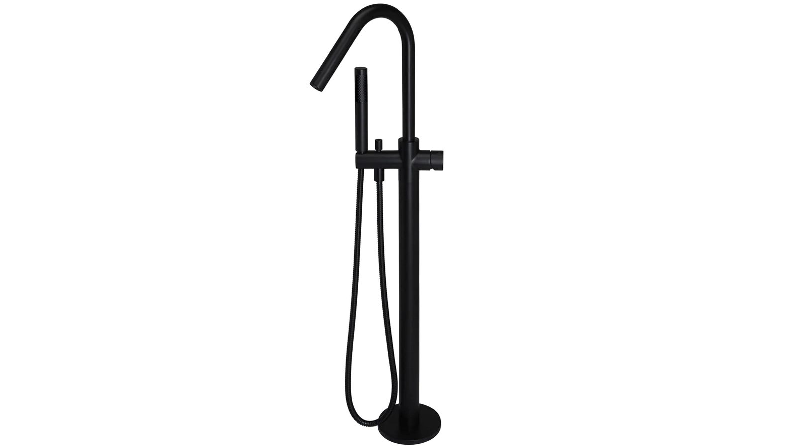 Meir Pinless Round Freestanding Bath Spout with Hand Shower - Matte Black