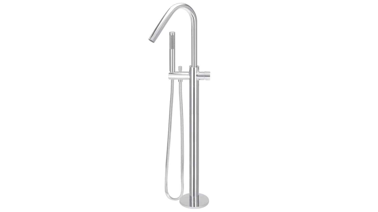 Meir Pinless Round Freestanding Bath Spout with Hand Shower - Chrome