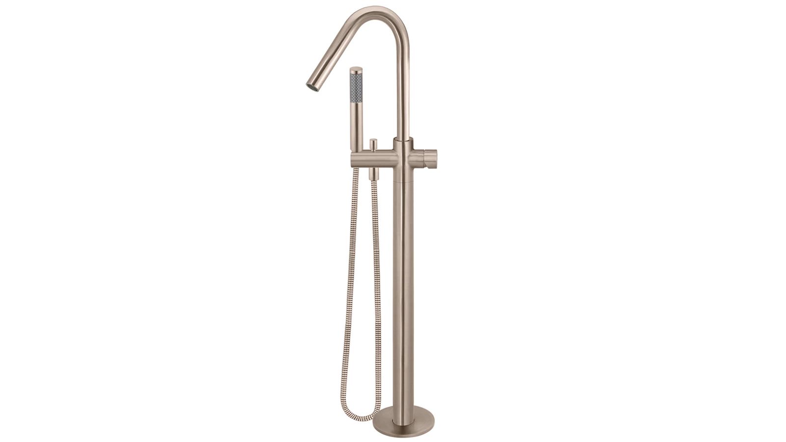 Meir Pinless Round Freestanding Bath Spout with Hand Shower - Champagne
