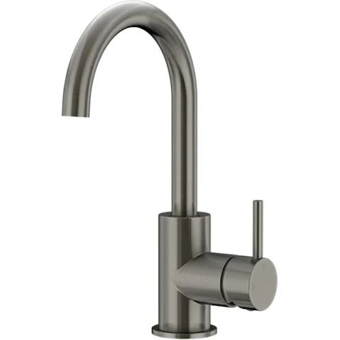 Meir Round Gooseneck Basin Mixer with Cold Start - Shadow