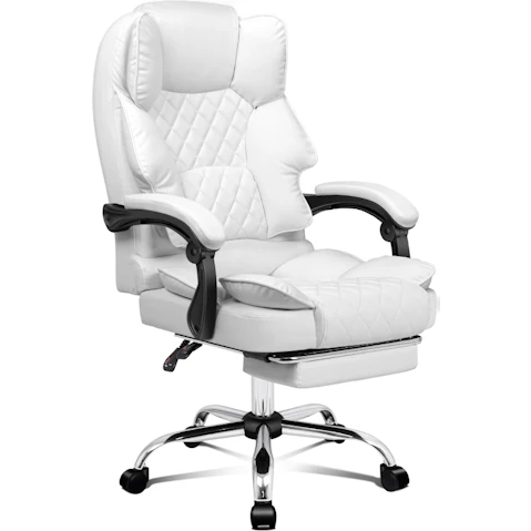 ALFORDSON Office Chair with Footrest Brett - White