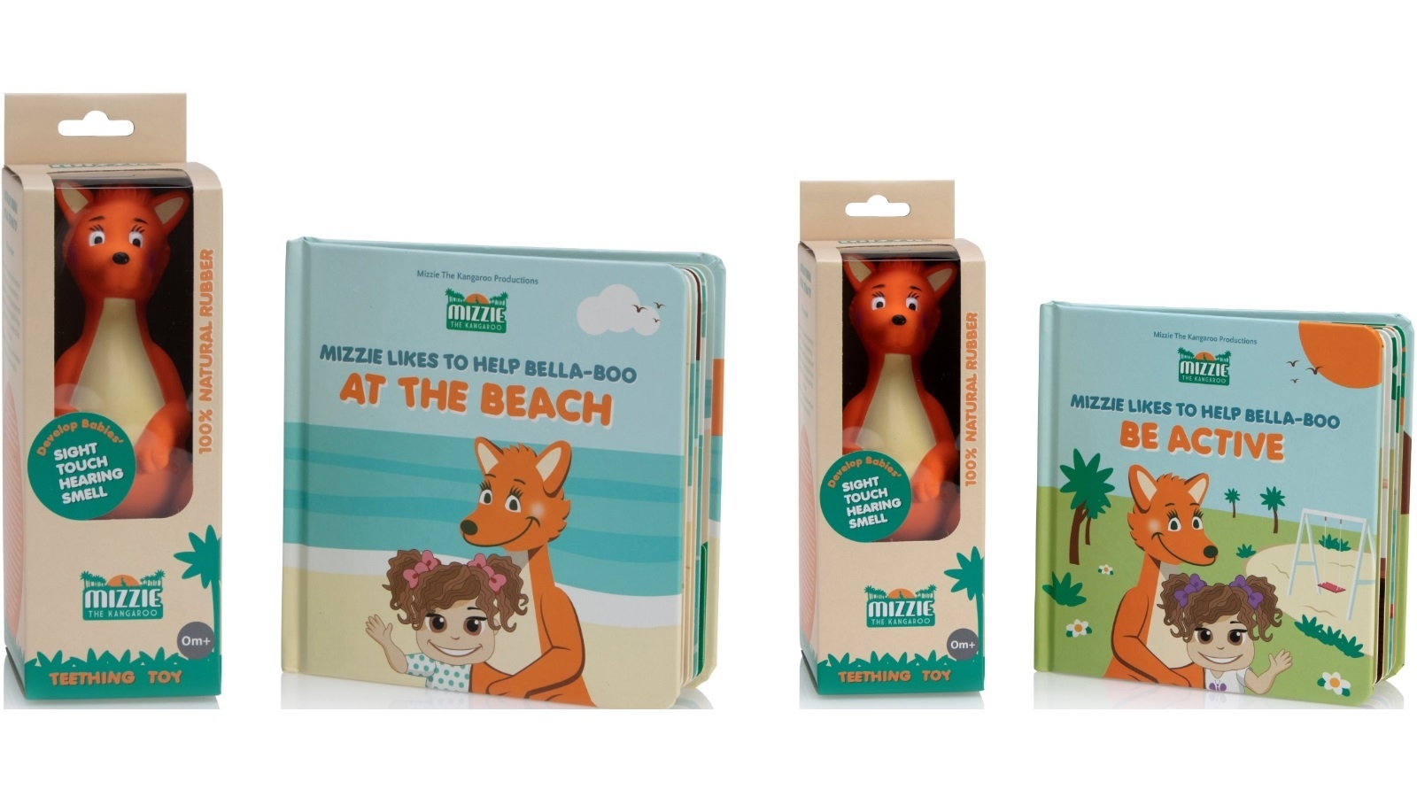 Mizzie The Kangaroo Baby Board Book Gift Set with Mizzie Teething Toy
