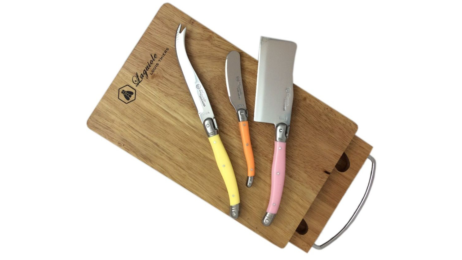 Laguiole By Louis Thiers 3 Piece Cheese Knives with Board Set - Multi-Warm