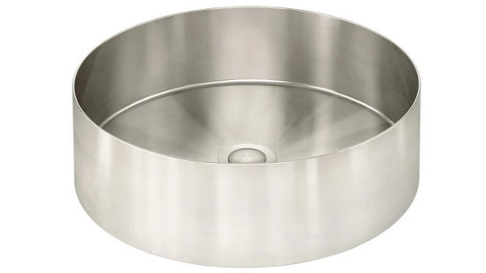 Meir Lavello 380x110mm PVD Round Steel Basin - Brushed Nickel