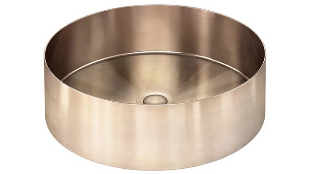 Meir Lavello 380x110mm PVD Round Steel Basin - Champagne