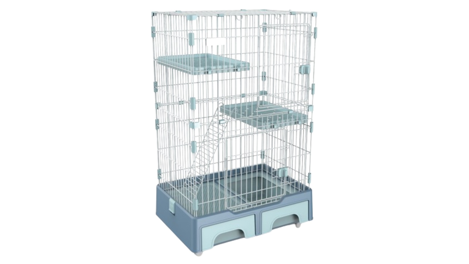 YES4PETS 3 Level Pet Cage with Litter Tray and Storage Box - Blue
