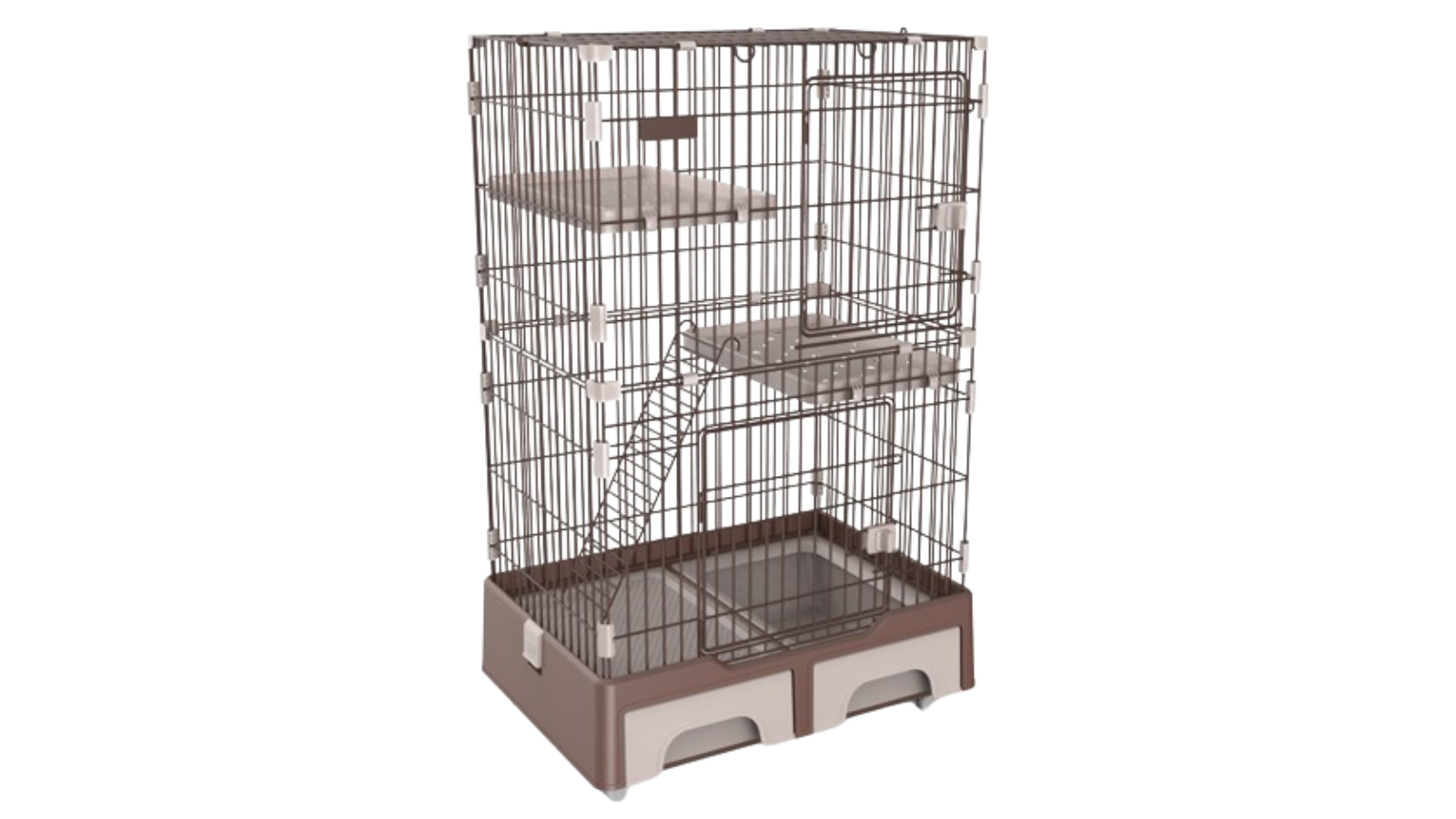 YES4PETS 3 Level Pet Cage with Litter Tray and Storage Box - Brown