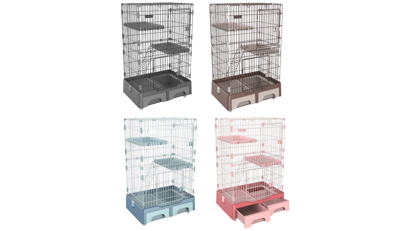 YES4PETS 3 Level Pet Cage with Litter Tray and Storage Box
