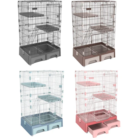 YES4PETS 3 Level Pet Cage with Litter Tray and Storage Box