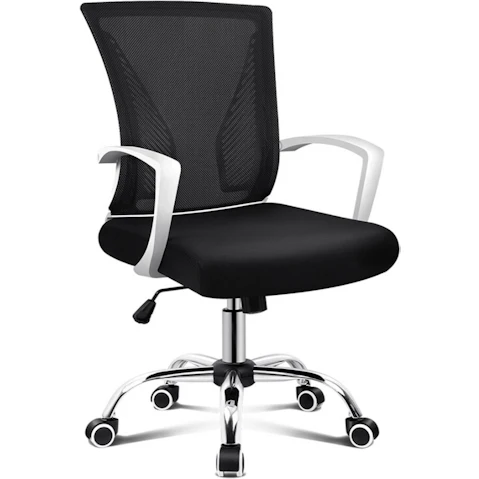 ALFORDSON Mesh Office Chair Mid Back - Black and White