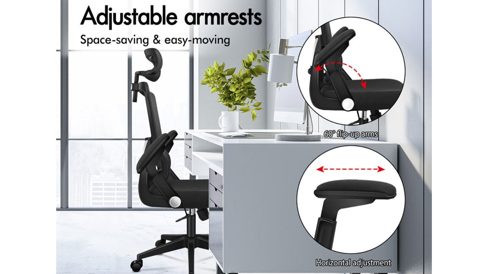 Alfordson Mesh Office Chair Ergonomic Computer Seat Black Harvey Norman