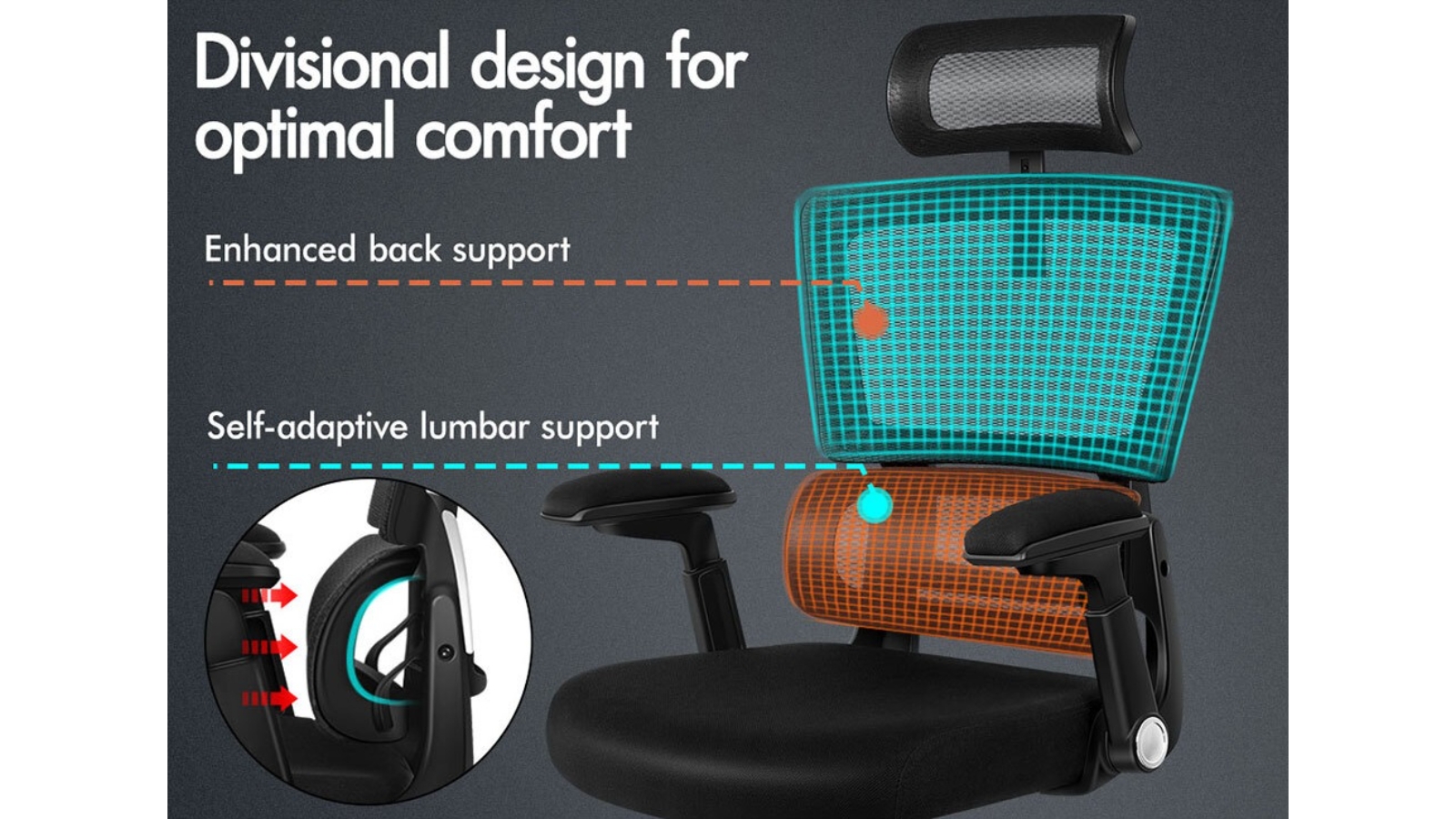 Alfordson Mesh Office Chair Ergonomic Computer Seat Black Harvey Norman