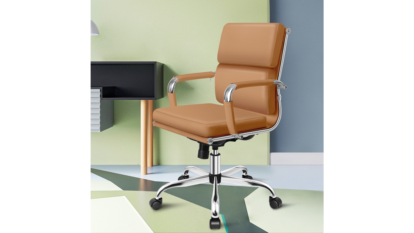 Alfordson Office Chair MidBack Pad Brown Harvey Norman
