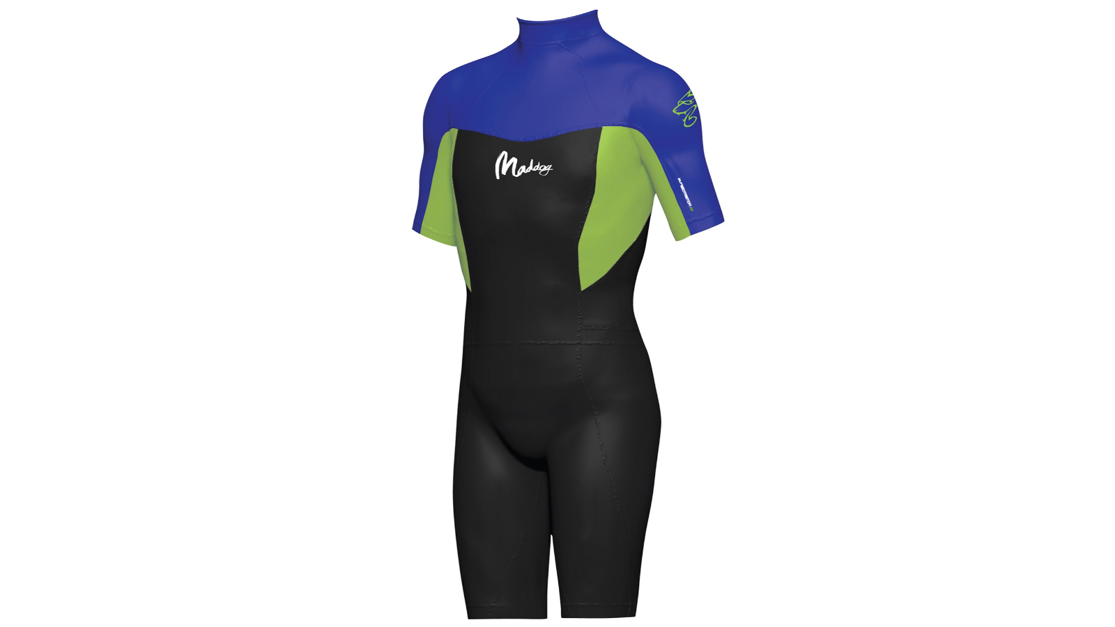 Maddog Blue/Black Kids Neoprene Short Sleeve Springsuit Wetsuit - Size 14