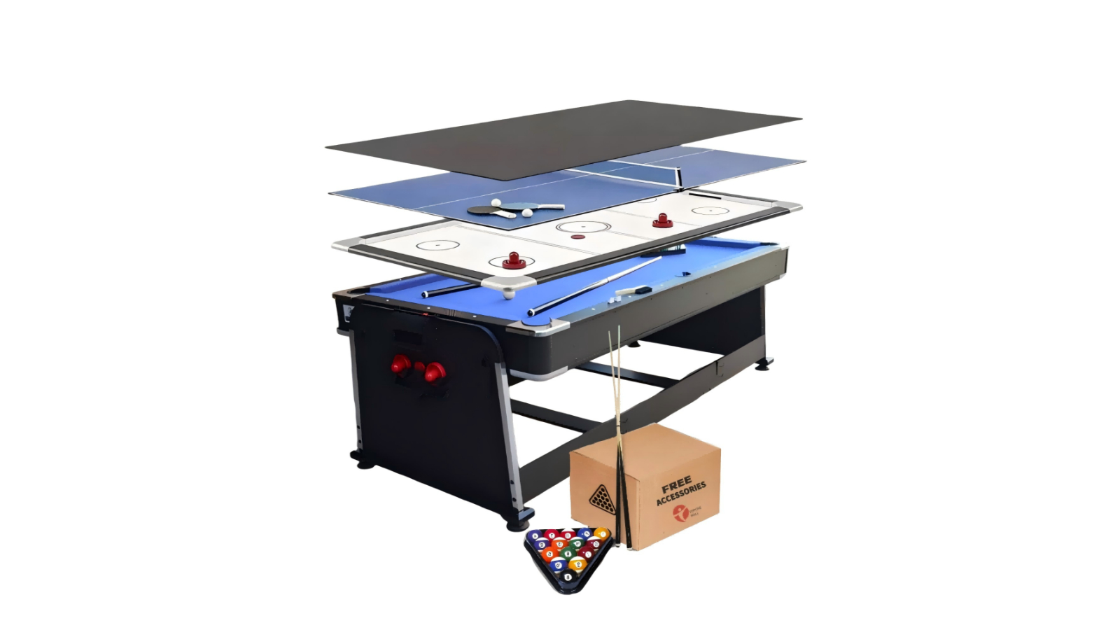TopOne Sports 4-in-1 8ft Multi-Functional Convertible Pool Table - Blue/Black