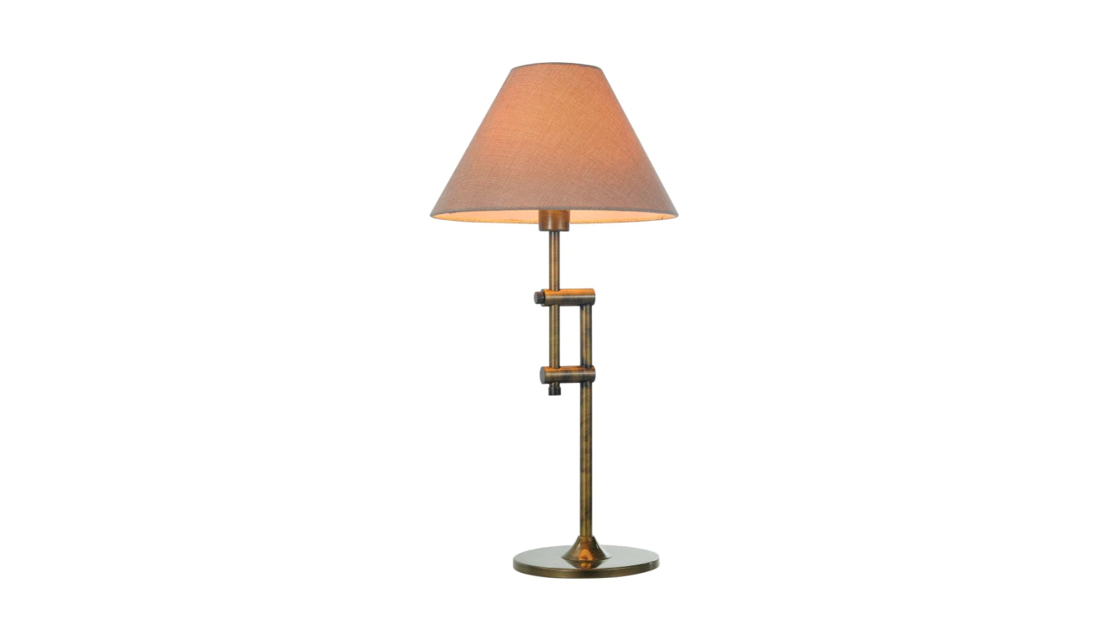 Sylvania Lighting Classic Metal Table Lamp Tan Fabric Shade Brass Frame