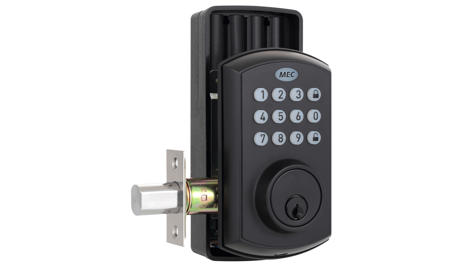 MEC Digital Motorised 50 User Codes Smart Lock Backlit Keypad - Matte Black