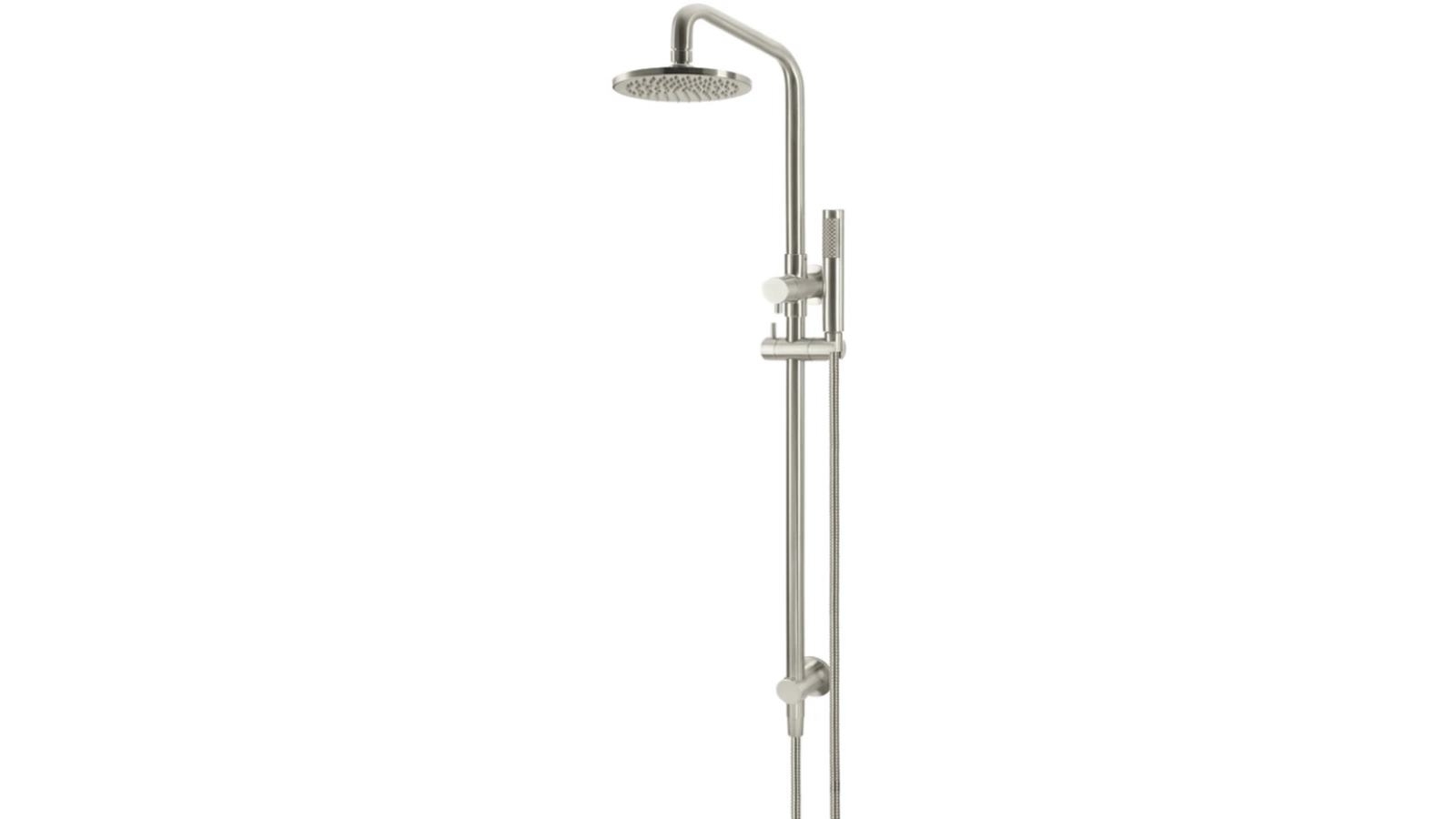 Meir Round 200mm Rose Combination Shower Rail with Single Function Hand Shower - PVD Brushed Nickel