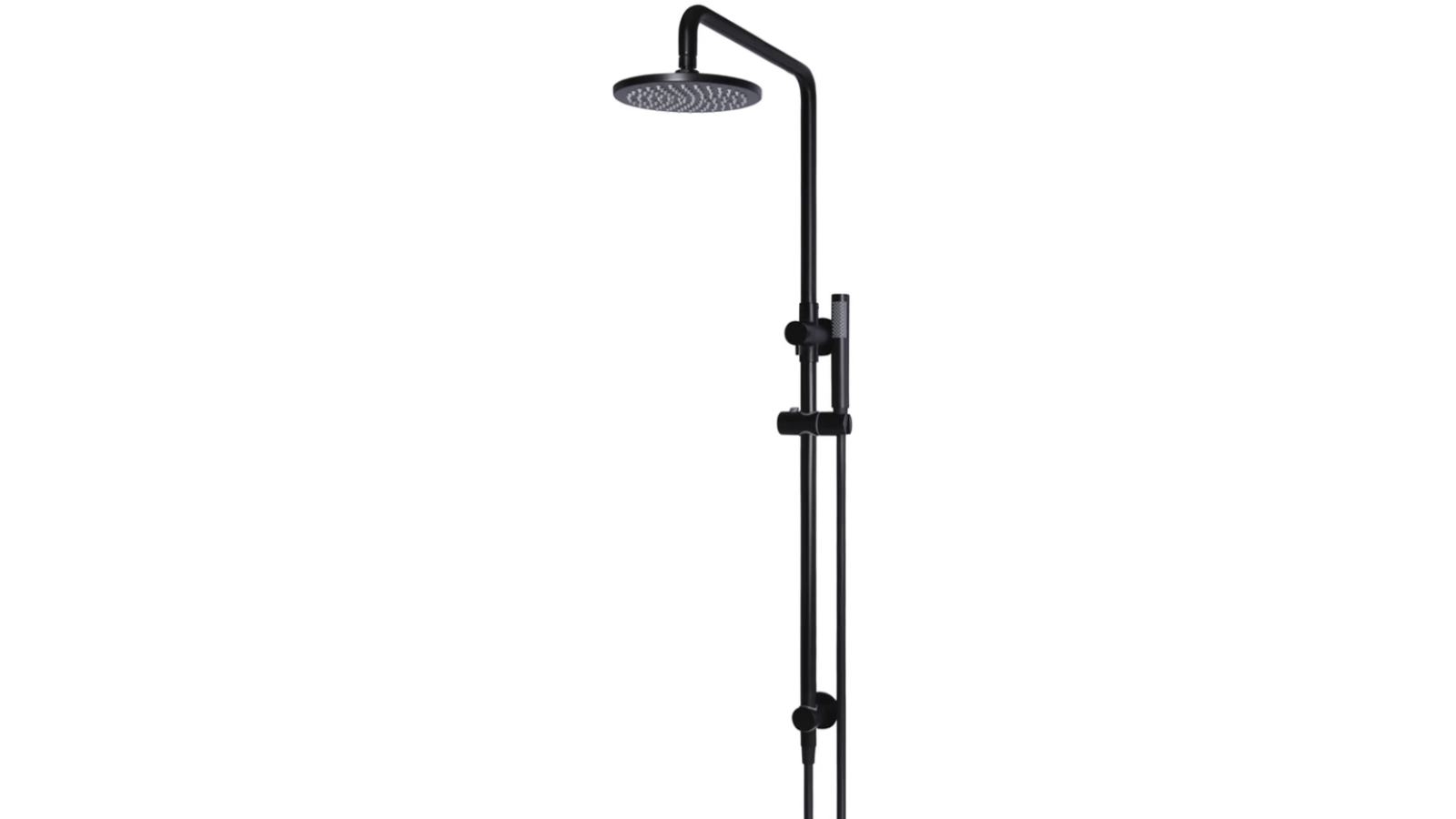 Meir Round 200mm Rose Combination Shower Rail with Single Function Hand Shower - Matte Black