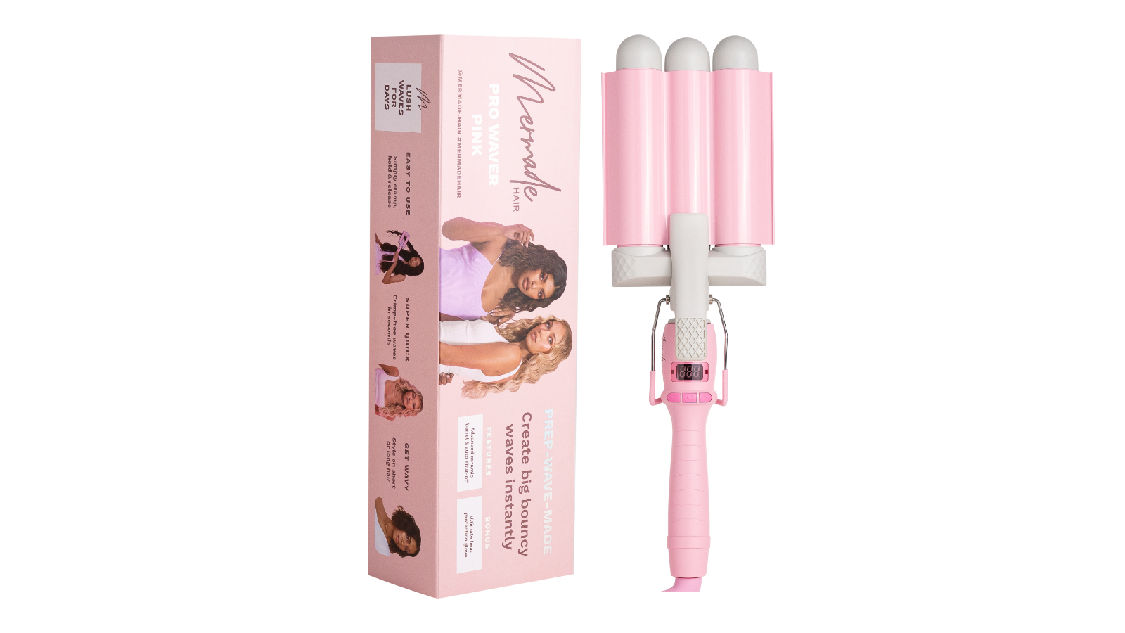 Mermade Hair Pro 32mm Waver Pink Harvey Norman