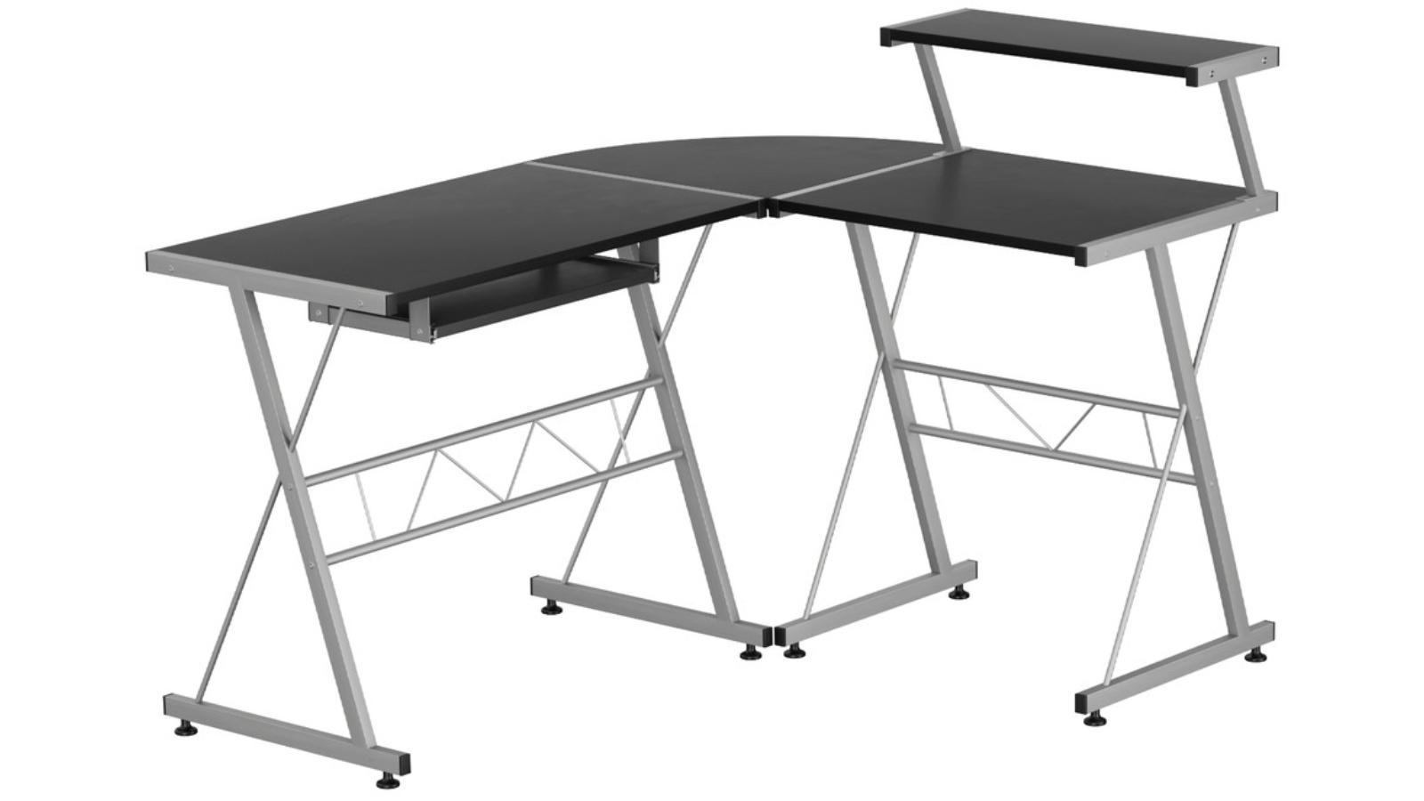 Artiss 139 x 115 x 100cm L-Shaped Computer Desk with Keyboard Tray Shelf - Black