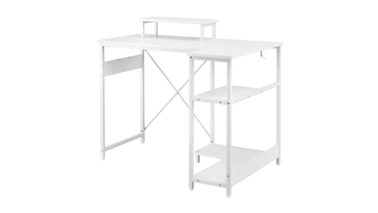 Artiss 100cm L-Shaped Computer Desk with Open Shelve - White