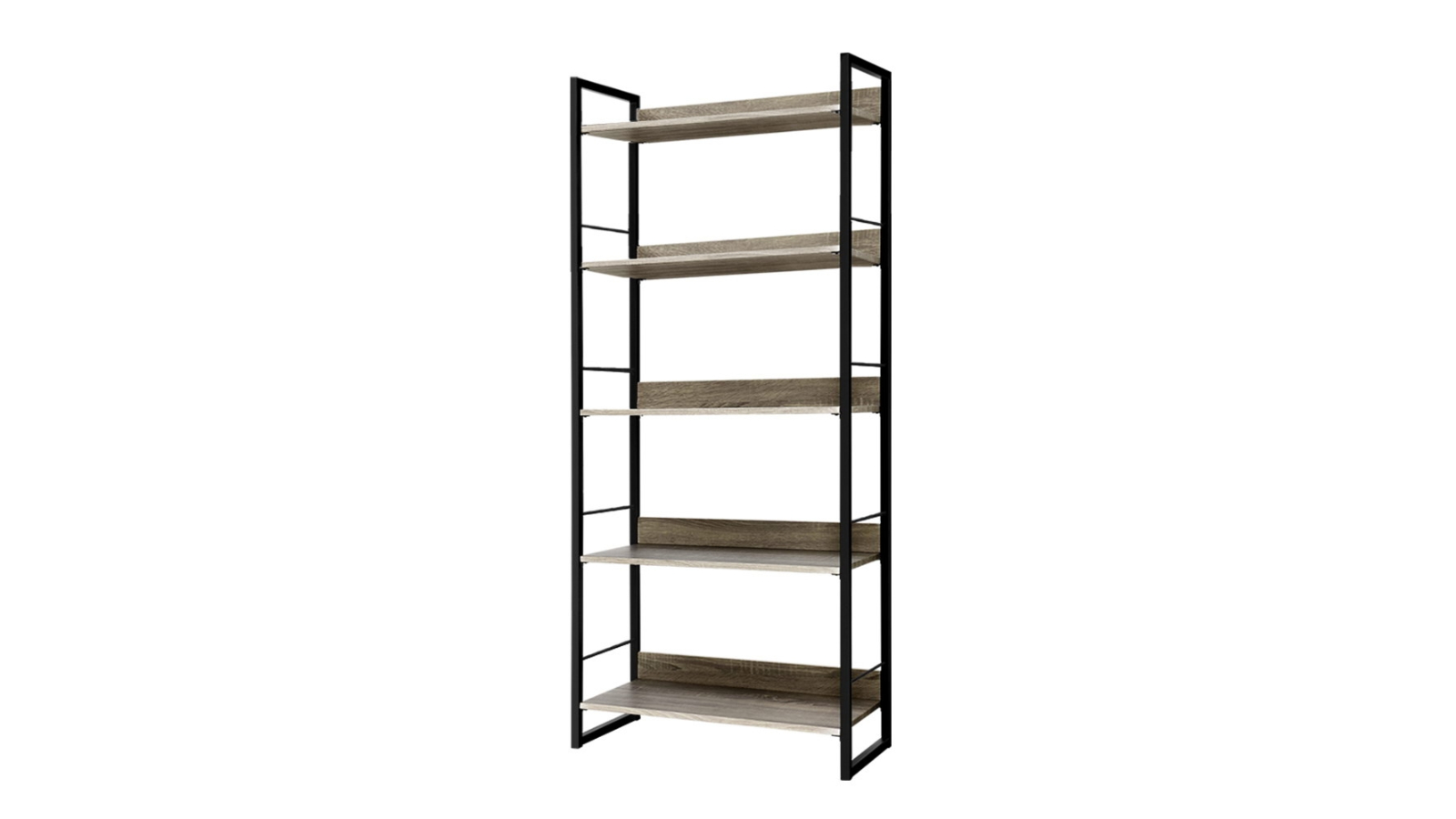 Artiss Bookshelf Wooden Display Storage Metal Wall Bookcase - Black