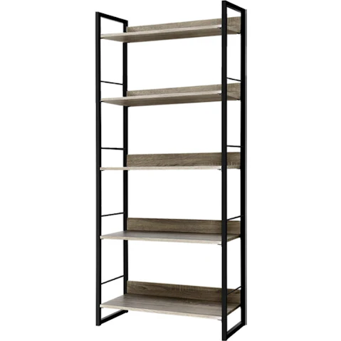 Artiss Bookshelf Wooden Display Storage Metal Wall Bookcase - Black