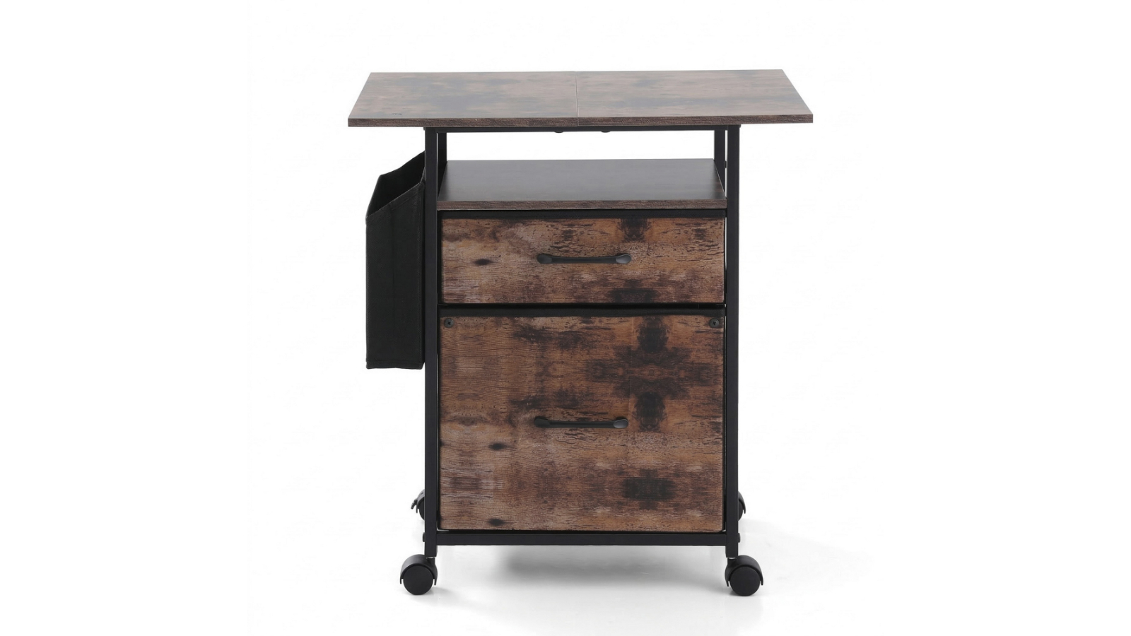 Artiss 2-Drawer Fabric Rolling File Cabinet with Side Bag