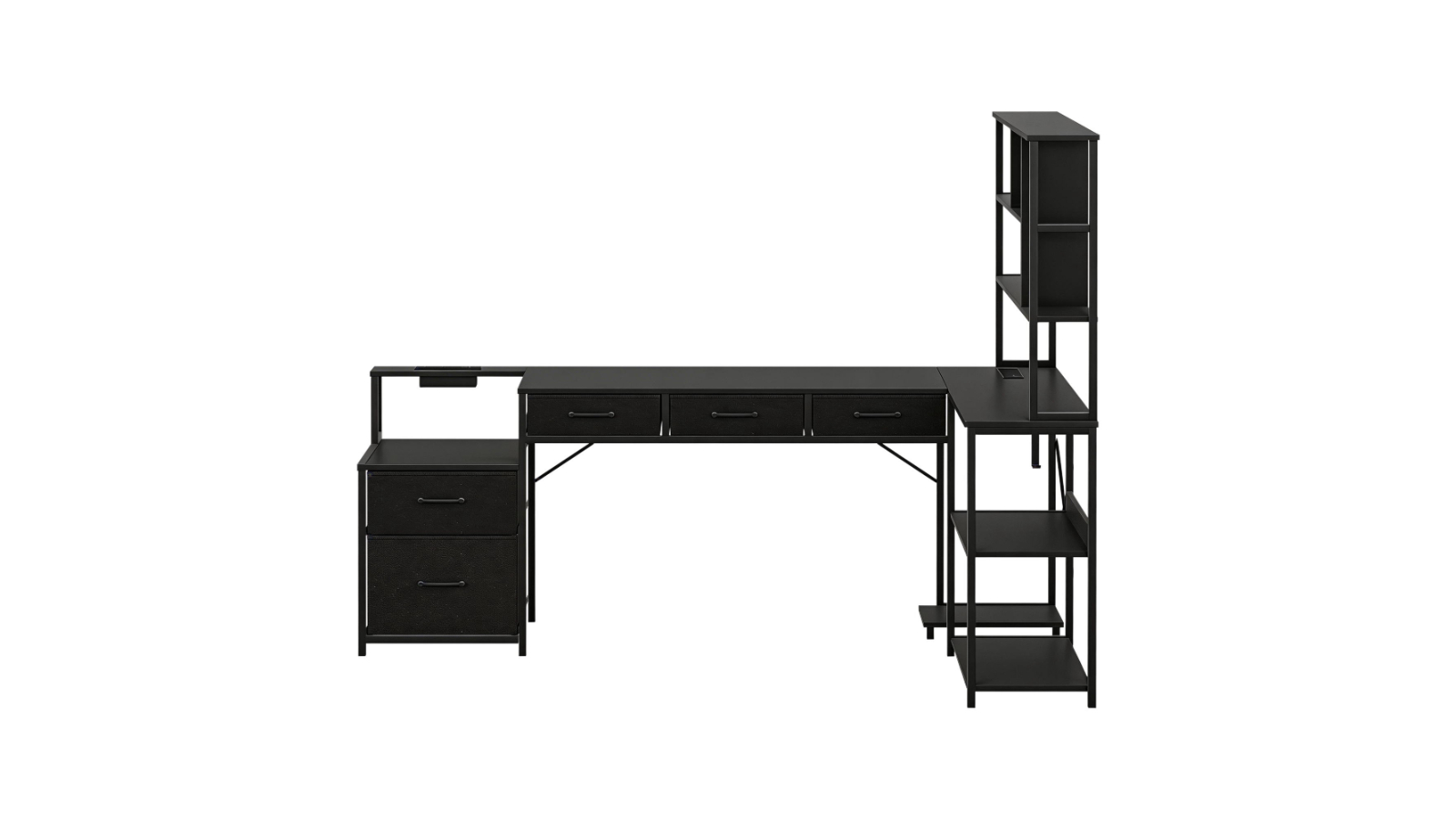 Artiss 200cm L-Shaped Gaming Desk with LED Light and Power Outlet - Black