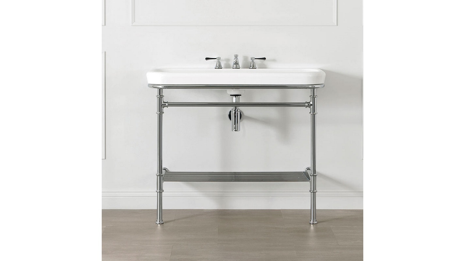 Victoria + Albert Metallo 100 White Quarrycast Top Washstand with No Tap Hole 