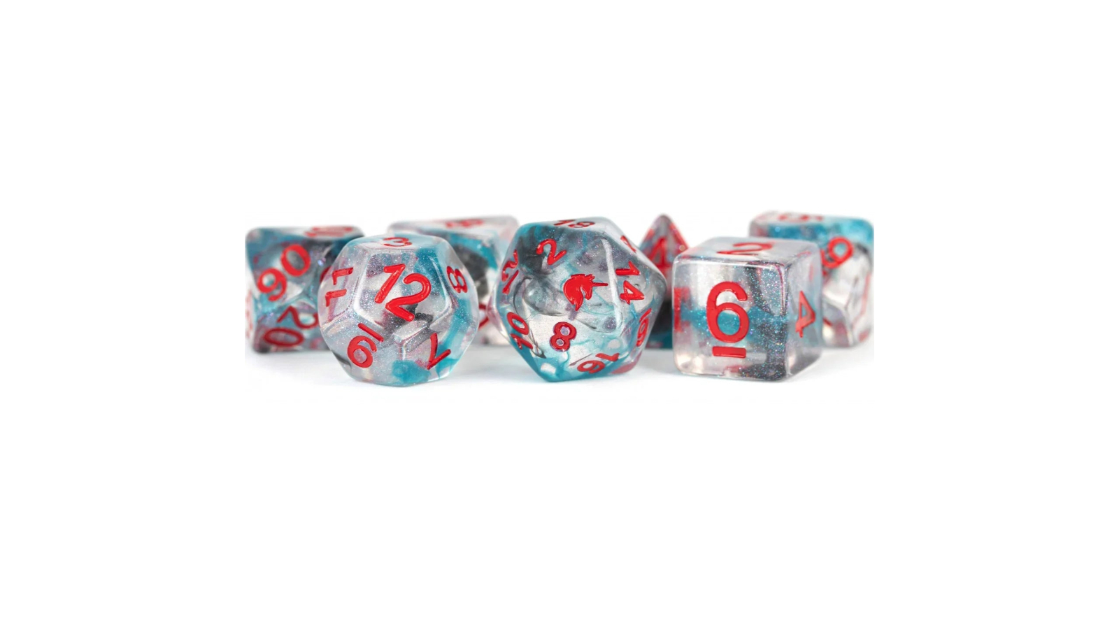 Fanroll By Metallic Dice Games Battle Wound Unicorn Resin Polyhedral Dice 7 Set