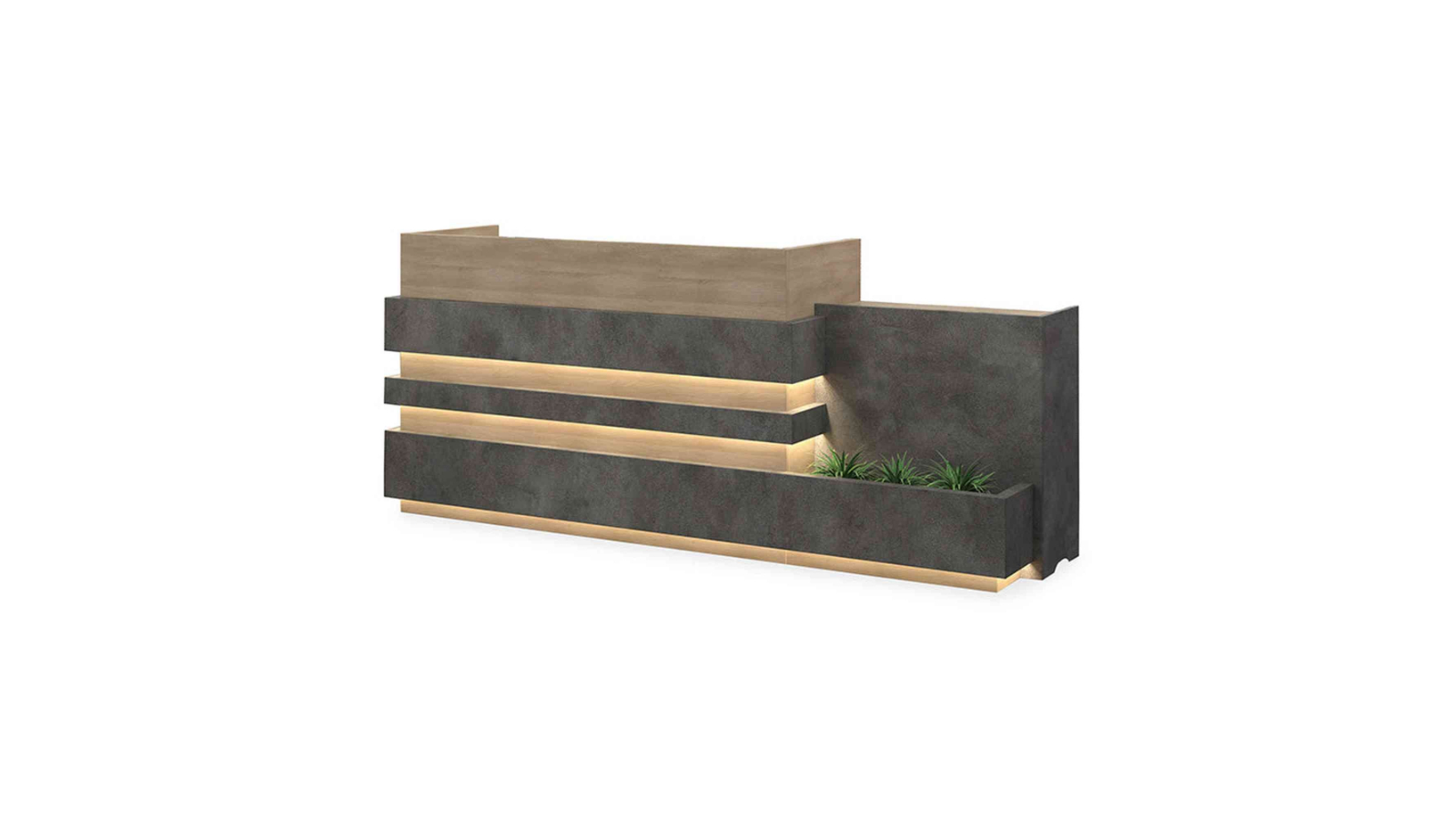 Innovatec Keran Acacia/Carbon Grey Right Panel Reception Desk - 2.44m