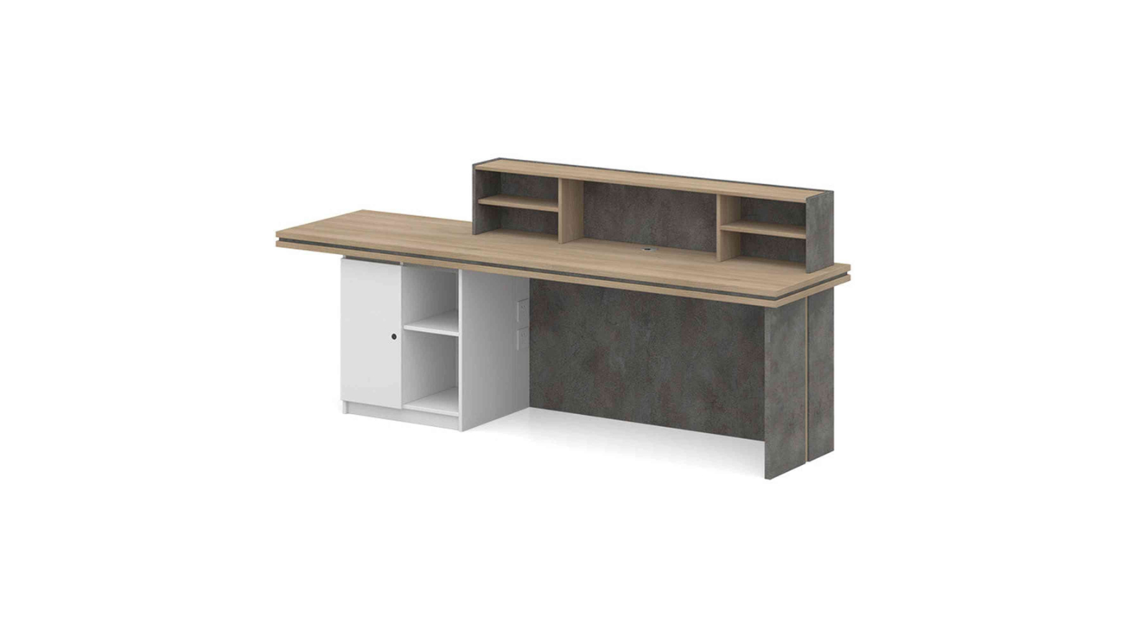 Innovatec Keran Acacia/Carbon Grey Right Panel Reception Desk - 1.8m