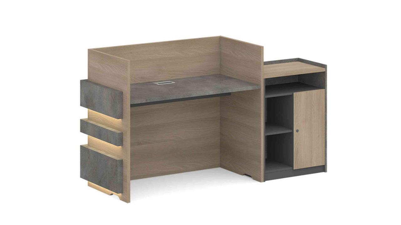 Innovatec Keran Acacia/Carbon Grey Left Panel Reception Desk